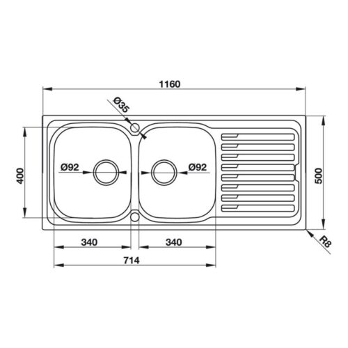 Chậu rửa bát Hafele HS-SDD11650 565.86.281 5 Kích thước của Chậu rửa bát Hafele HS-SDD11650 565.86.281