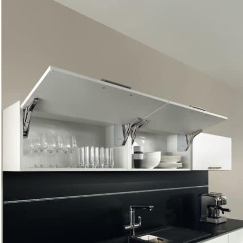 Ảnh thực tế bộ tay nâng FREE FLAP 3.15 Hafele 493.05.860 nắp xám