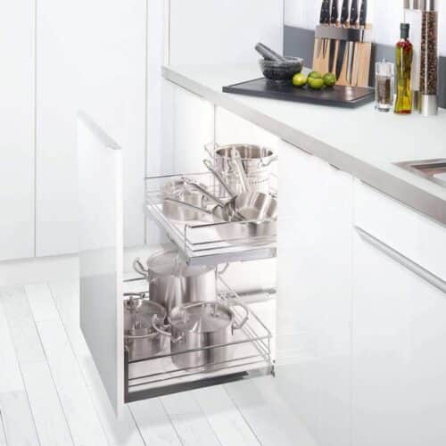 Ảnh thực tế bộ rổ kéo lọt lòng ARENA Hafele 540.25.297, tủ rộng 600mm