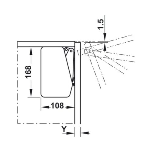 Thiết kế của Bộ tay nâng FREE FLAP 1.7 Hafele 493.05.830 nắp xám