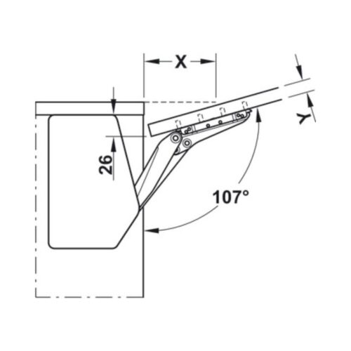 Thiết kế của Bộ tay nâng FREE FLAP 3.15 Hafele 493.05.862 nắp xám