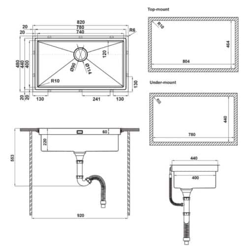 Bộ chậu rửa và phụ kiện Hafele HS21-SSN1S90 567.94.029