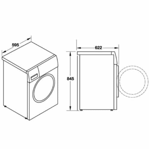 Kích thước máy sấy quần áo Hafele HD F60A 538.91.520