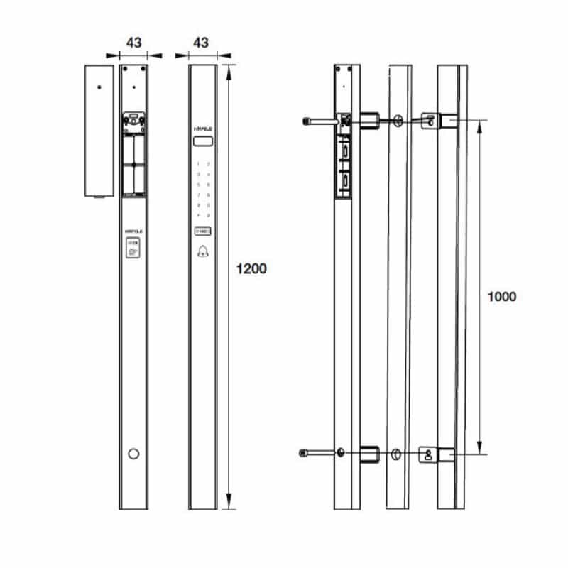 Kích thước Tay nắm cửa thông minh Hafele EH6000 912.05.851 Kích thước Tay nắm cửa thông minh Hafele EH6000 912.05.851