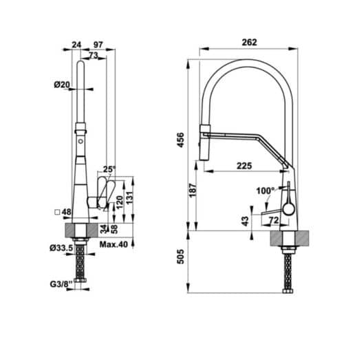 Vòi rửa bát Hafele Hydros HT20-CH1F187 570.82.230