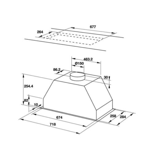 Kích thước Máy hút khử mùi âm tủ Hafele HH BI70A 538.84.007