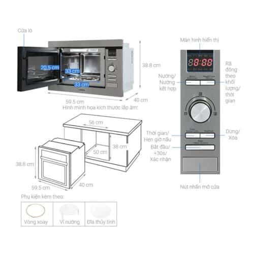 Thông số kỹ thuật lò vi sóng kết hợp nướng Hafele HM-B38D 538.31.200