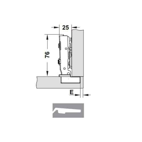 Kích thước của bản lề CUCINA LEGATO 334.00.030 inox 304
