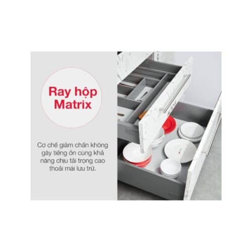 Hoạt động của Ray hộp Hafele 552.36.355 Alto-S nhấn mở H170 mm xám đậm