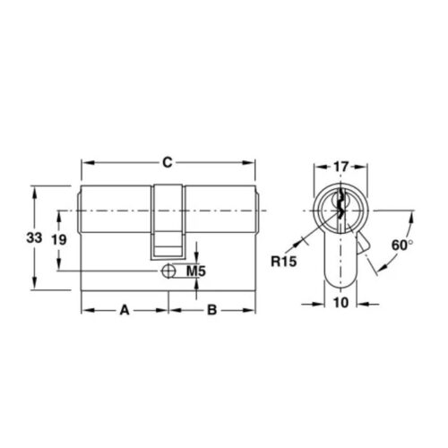 Ruột khóa 2 đầu Hafele 916.08.231, 71mm Đồng thau (1)