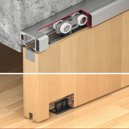 Phụ kiện tủ bếp Häfele 6 Phụ kiện cửa trượt gỗ Häfele