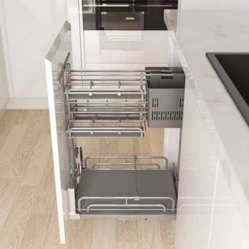 Ảnh thực tế bộ rổ gia vị dao thớt Hafele Omero 595.00.805 400mm