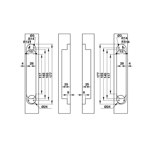 Kích thước Bản lề cửa âm Hafele 927.03.029