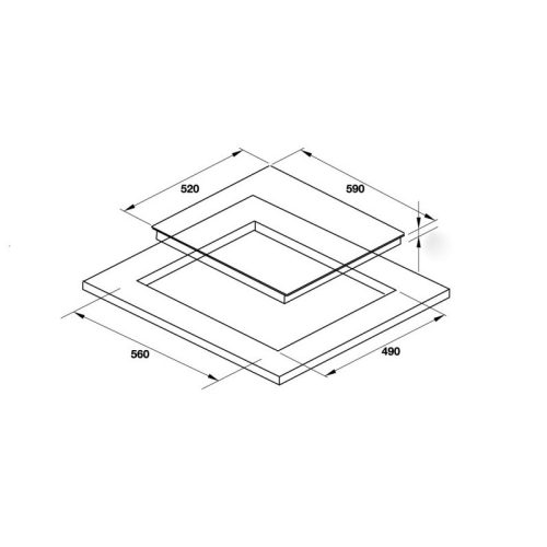 Kích thước Bếp từ Hafele 3 vùng nấu HC-I6030B 536.61.831 lắp âm