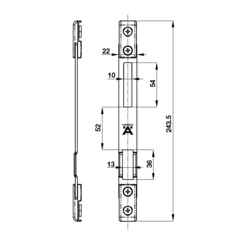Kích thước bas thân khóa cửa nhôm rãnh EU Hafele 911.38.210