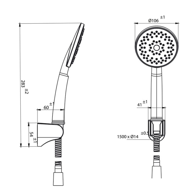 Kích thước bộ sen tay Airsense 100R Hafele 495.60.685 Kích thước bộ sen tay Airsense 100R Hafele 495.60.685
