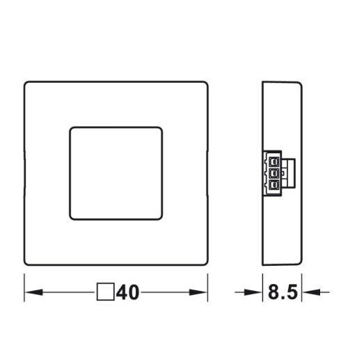 Kích thước công tắc cảm biến tắt/mở đèn Led Hafele 833.89.135