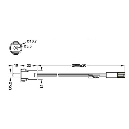 Kích thước công tắc cửa Stella Cucina Hafele 833.01.405