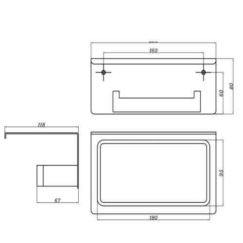 Kích thước giá treo giấy vệ sinh có kệ Hafele 983.24.032