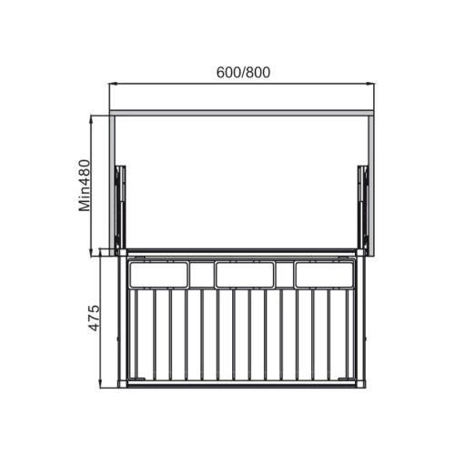 Kích thước giá treo quần 600mm Hafele 807.95.811