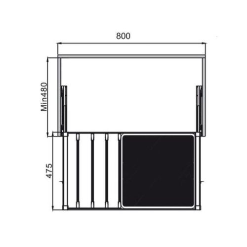 Kích thước giá treo quần kèm giỏ 800mm Hafele 807.95.131