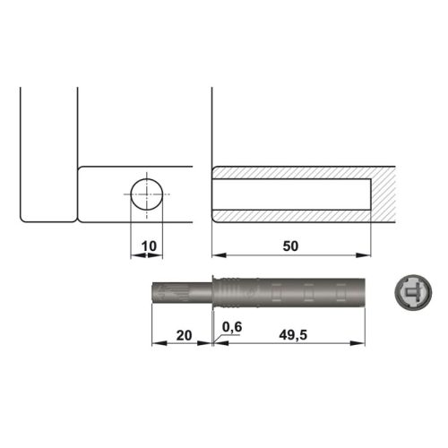 Nêm nhấn vừa đầu nam châm Hafele 356.12.301 3 Kích thước nêm nhấn vừa đầu nam châm Hafele 356.12.301