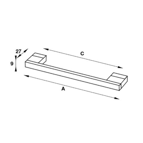 Kích thước tay nắm nhôm 148 mm Hafele 100.90.925