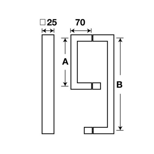 Kích thước tay nắm phòng tắm kính C/C 200 X 450mm Hafele 903.02.250