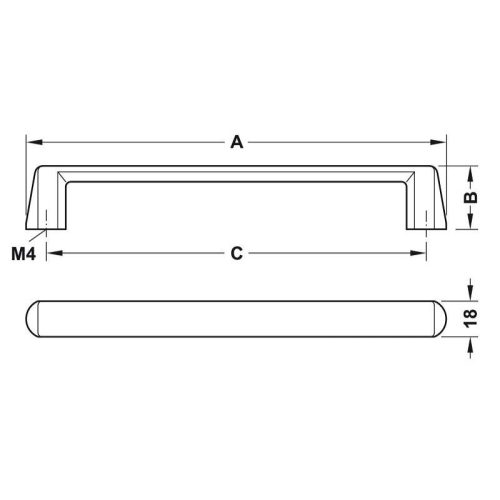 Kích thước tay nắm tủ 148mm H1390 Hafele 106.69.605