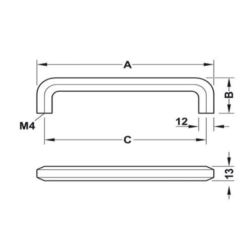 Kích thước tay nắm tủ Hafele 106.62.906