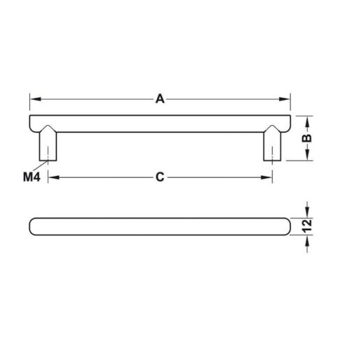 Kích thước tay nắm tủ 186mm H1560 Hafele 106.60.214