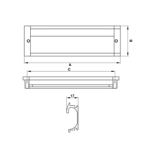 Kích thước tay nắm tủ âm 205mm Hafele 151.76.924