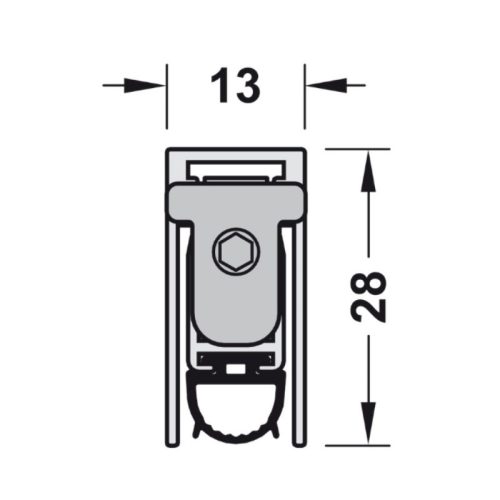 Kích thước thanh chắn bụi tự động 1333mm Hafele 950.45.019