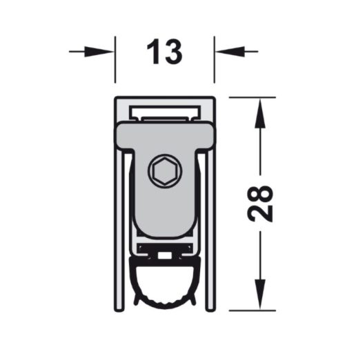 Kích thước thanh chắn bụi tự động 708 mm Hafele 950.45.014