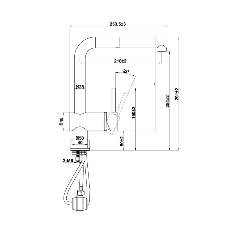 Kích thước vòi rửa bát nóng lạnh Hafele HT21-GH1P250 577.55.290 có dây rút Kích thước vòi rửa bát nóng lạnh Hafele HT21-GH1P250 577.55.290 có dây rút