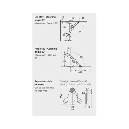 Thiết kế của bộ tay nâng Hafele Duo Standard 373.66.612