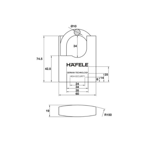 Thiết kế của khóa treo chốt cắt super 60mm Hafele 482.01.949