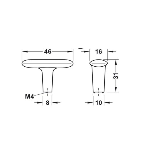 Thiết kế của quả nắm tủ 46mm Hafele H2140 106.70.122