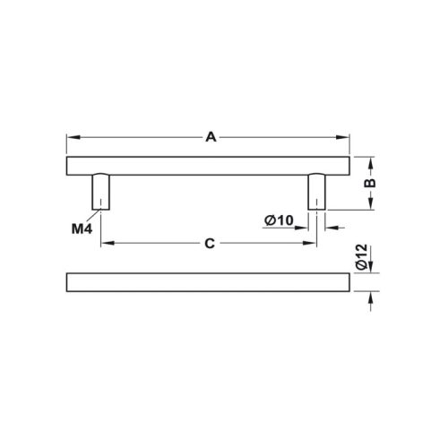 Thiết kế của tay nắm tủ inox 136mm Hafele 155.01.400