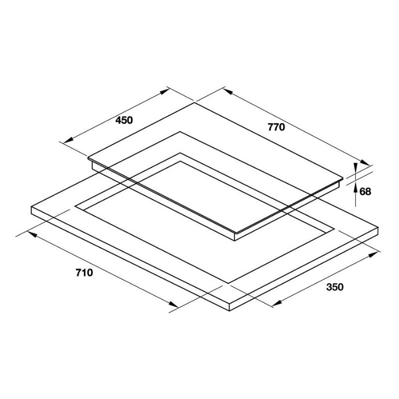 Kích thước bếp từ đôi Hafele HC-I772A 536.01.695 lắp âm Kích thước bếp từ đôi Hafele HC-I772A 536.01.695 lắp âm
