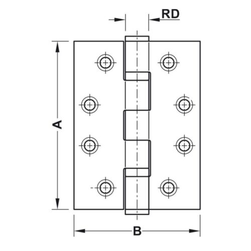Kích Thước Bản Lề Lá Chống Cháy 2 Vòng Bi 120Kg Hafele 926.98.040
