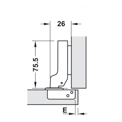 Kích thước bản lề trùm nửa không bật Metalla SM 110° Hafele 315.06.351